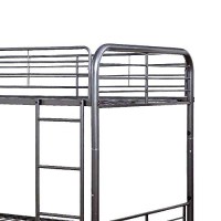 Benzara Metal Full Bunk Bed, Gray