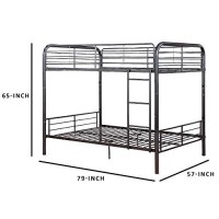 Benzara Metal Full Bunk Bed, Gray