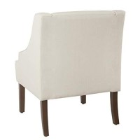 Homepop Velvet Swoop Arm Accent Chair, Linen-Look Soft Cream