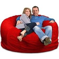 Ultimate Sack Bean Bag Chairs In Multiple Sizes And Colors: Giant Foam-Filled Furniture - Machine Washable Covers, Double Stitched Seams, Durable Inner Liner (6000, Red Suede)