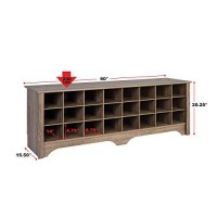 Prepac 24 Pair Shoe Storage Cubby Bench, Drifted Gray