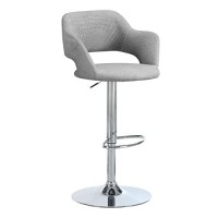 Monarch Specialties Barstool-Grey Fabricchrome Metal Hydraulic Lift1 Piece