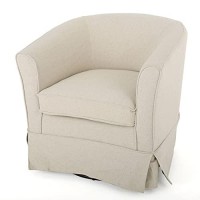 Christopher Knight Home Cecilia Swivel Chair With Loose Cover, Natural Fabric