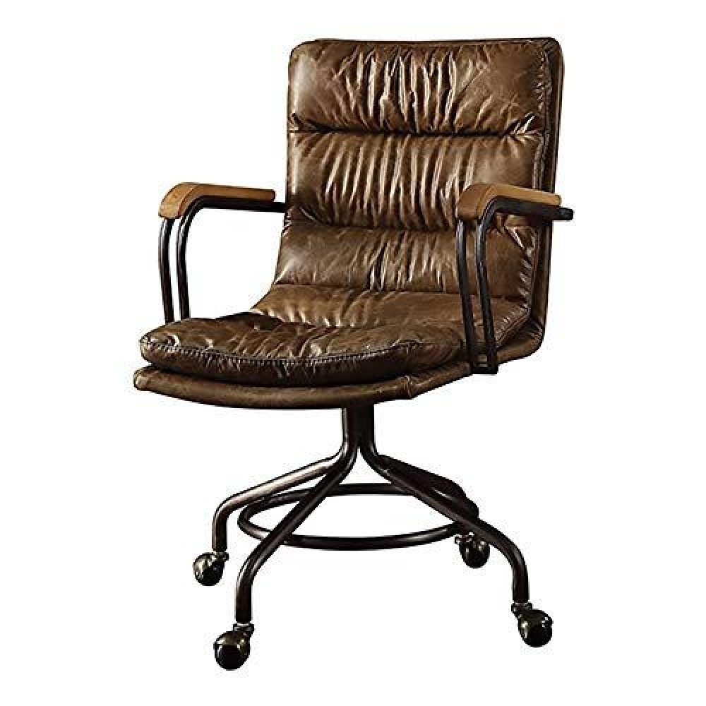 Benjara Benzara Leatherette Office Swivel Chair Brown