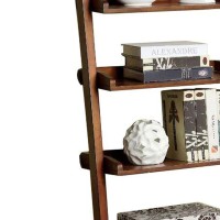 Benjara Transitional Style 5 Tier Wooden Ladder Shelf With Sled Base, Brown