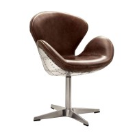 Benzara Leatherette Accent Chair With Swivel Brown