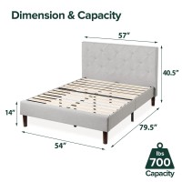 Zinus Shalini Upholstered Platform Bed Frame / Mattress Foundation / Wood Slat Support / No Box Spring Needed / Easy Assembly, Light Grey, Full