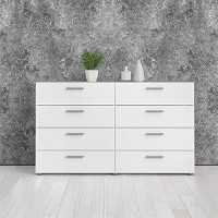 Atlin Designs Modern 8 Drawer Double Dresser With Bar Handles In White