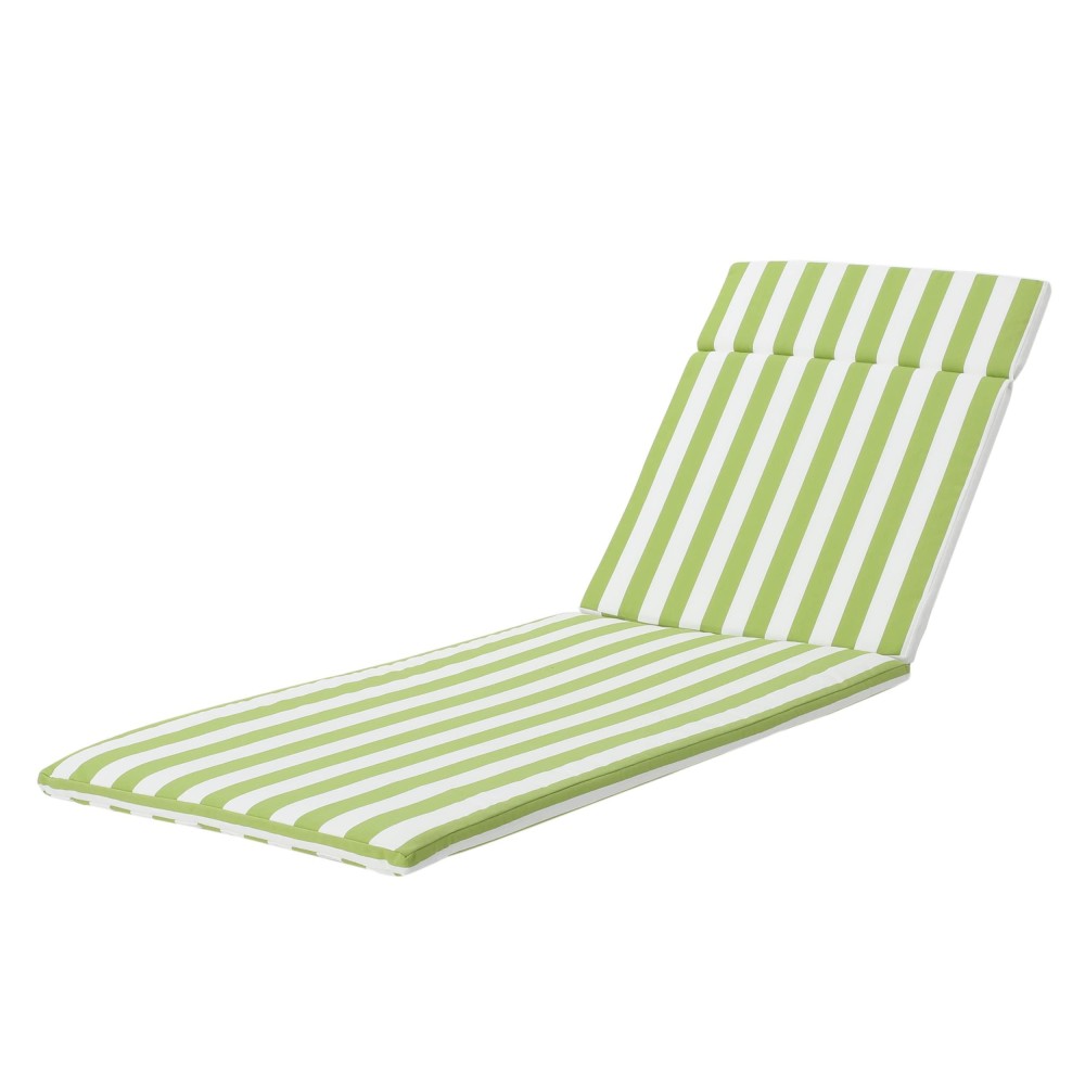 Christopher Knight Home Salem Outdoor Water Resistant Chaise Lounge Cushion, Green And White Stripe
