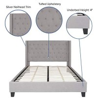 Flash Furniture Riverdale Queen Size Tufted Upholstered Platform Bed In Light Gray Fabric
