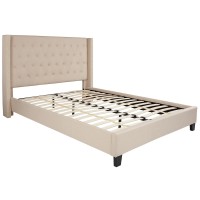 Flash Furniture Riverdale Queen Size Tufted Upholstered Platform Bed In Beige Fabric