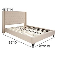 Flash Furniture Riverdale Queen Size Tufted Upholstered Platform Bed In Beige Fabric