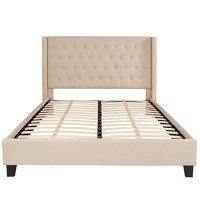 Flash Furniture Riverdale Queen Size Tufted Upholstered Platform Bed In Beige Fabric