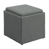 Convenience Concepts Designs4Comfort Park Avenue Single Ottoman With Stool Soft Gray Fabric