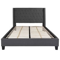 Flash Furniture Riverdale Queen Size Tufted Upholstered Platform Bed In Dark Gray Fabric