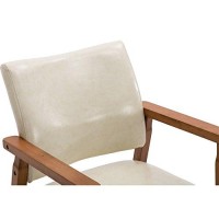 Nobpeint Mid-Century Dining Side Chair With Faux Leather Seat In Tan, Arm Chair In Walnut,Set Of 2