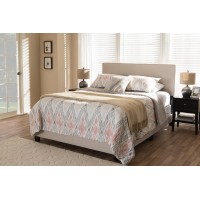 Baxton Studio Hampton Modern And Contemporary Light Beige Fabric Upholstered King Size Bed