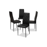 Baxton Studio Roanne 4-Pc Dining Chair Set, Black