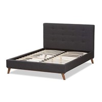 Baxton Studio Valencia Upholstered Queen Platform Bed In Dark Gray