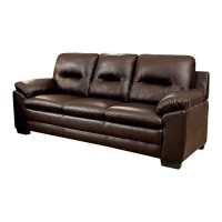 Benjara Contemporary Sofa In Leatherette With Tufted Back, Brown