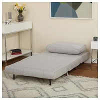 Target Marketing Systems Victor Convertible Futon Bed, Modern Upholstered Armless Folding Loveseat With Pillow, Sleeper Couch For Living Room, Bedroom, Apartment And Dorm, 425-724, Gray