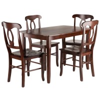 Winsome Inglewood 5-Pc Set Table W/ 4 Key Hole Back Chairs Dining, Walnut