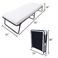 Leisuit Foldaway Guest Bed Cot Fold Out Bed - Portable Folding Bed Frame With Thick Memory Foam Mattress For Spare Bedroom & Office
