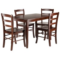 Winsome Inglewood 5-Pc Set Table W/ 4 Ladderback Chairs Dining, Walnut