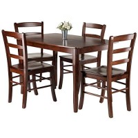 Winsome Inglewood 5-Pc Set Table W/ 4 Ladderback Chairs Dining, Walnut