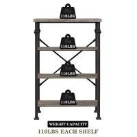 Hombazaar Bookshelf, 4-Tier Vintage Industrial Book Shelf, Rustic Wood And Metal Bookcase And Bookshelves, Free Standing Storage Large Bookshelf For Living Room, Bedroom And Kitchen, Grey Oak