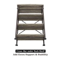 Hombazaar Bookshelf, 4-Tier Vintage Industrial Book Shelf, Rustic Wood And Metal Bookcase And Bookshelves, Free Standing Storage Large Bookshelf For Living Room, Bedroom And Kitchen, Grey Oak