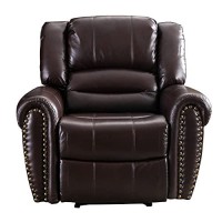 Canmov Leather Recliner Chair, Classic And Traditional Manual Recliner Chair With Comfortable Arms And Back Single Sofa For Living Room, Brown