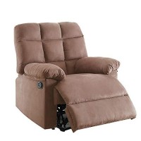 Benjara Plush Cushioned Recliner With Tufted Back And Roll Arms, Brown