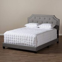 Baxton Studio Willis Tufted Queen Low Profile Bed In Light Gray
