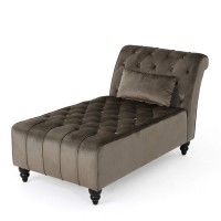 Christopher Knight Home Rubie Velvet Chaise, Grey 54D X 285W X 3025H In