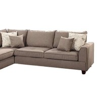 Benzara Dorris Fabric 3 Piece Sectional With Storage Ottoman Light Brown