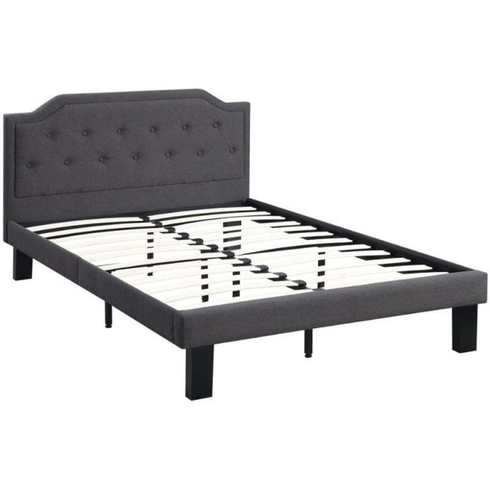 Benjara Ash Glorious Upholstered Wooden Twin Bed Black