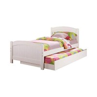 Benjara Benzara Stylish Twin Bed With Trundle,White,