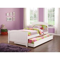 Benjara Benzara Stylish Twin Bed With Trundle,White,