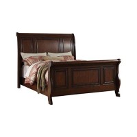 Benjara Benzara Marvelous Wooden C.King, Antique Cherry Finish Bed, Brown