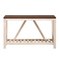Walker Edison Modern Farmhouse Accent Entryway Table Entry Table Living Room End Table, 52 Inch, Dark Walnut And White Oak