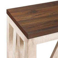 Walker Edison Modern Farmhouse Accent Entryway Table Entry Table Living Room End Table, 52 Inch, Dark Walnut And White Oak