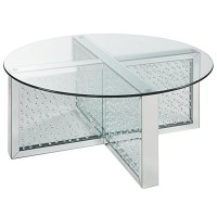 Acme Nysa 40 Round Glass Top Mirrored Coffee Table