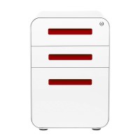 Laura Davidson Furniture Stockpile 3-Drawer File Cabinet For Home Office Commercial-Grade One Size, White/Red