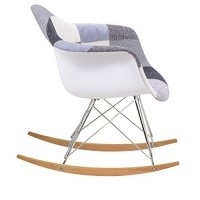 Leisuremod Wilson Twill Fabric Eiffel Base Rocking Armchair (Patchwork)