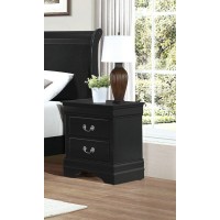Traditional Style Wooden Night Stand With 2 Drawers Black