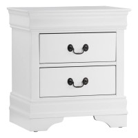 Benzara Wooden Night Stand With 2 Spacious Drawers White