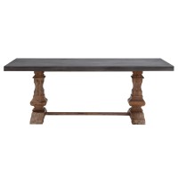Modus Furniture Thurston Concrete And Solid Wood Rectangular Dining Table, Concrete/Acacia