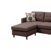 Benjara Polyfiber Sectional Sofa With Pillows, Brown