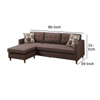 Benjara Polyfiber Sectional Sofa With Pillows, Brown